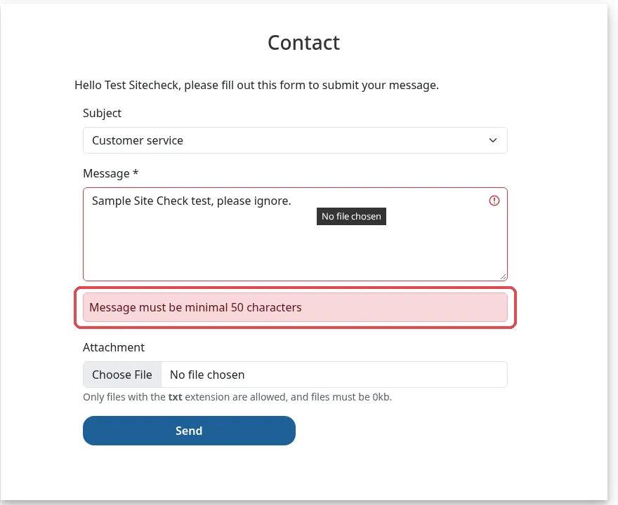 Desktop: the 38-character message is refused.